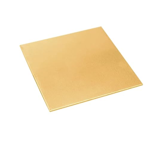 12 Gauge Brass Sheet，H62 Brass Plates Metal 0.079" Thickness x 5.9" Width x 5.9" Lenght, for Models, Crafts, Repairs, Electrical, 1Pcs