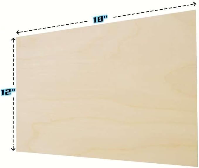 3mm 1/8" x 12" x 18" Baltic Birch Plywood, 6 Pcs Craft Wood Sheets with Grade B/BB Veneer, Perfect for DIY Projects, Laser Cutting & Engraving, Woodburining and Painting