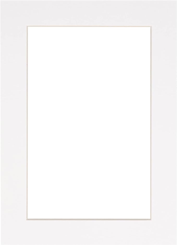 Pack of 25 Acid Free 8x10 Mats Bevel Cut for 5.5x8.5 Photos - White Precut Matboards With Backing Boards and Clear Photo Mat Bags For Pictures, Photos, Framing - 4-ply Thickness
