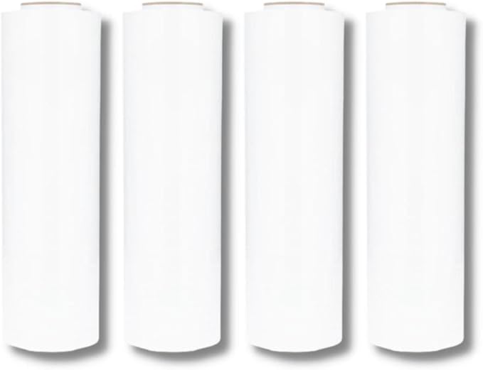 PSBM White Stretch Wrap, 15 Inch x 1476 Feet, 144 Pack, Tinted Pre-Stretched Shrink Wrap Film for Moving, Packaging, Pallet Wrapping