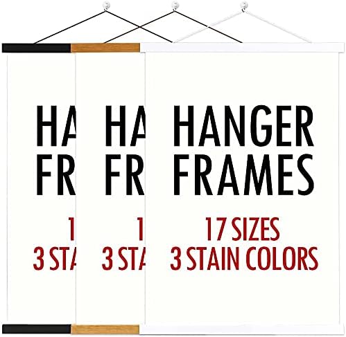 Ywlake Magnetic Poster Hanger, Poster Frame Wood Wooden Magnet Print Posters Dowel Scroll Hanger Hangers Hanging Kit for Walls Map Canvas Artwork (Black, 55"/140cm)
