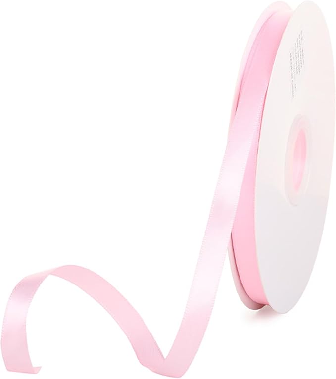 3/8" x 100 Yards Light Pink Polyester Satin Ribbon Single Faced Bulk Fabric Ribbons for Gift Wrapping, Crafting and DIY Projects, Scrapbooking, Bows and Card Making