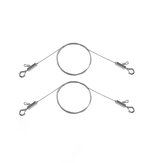 2PCS Adjustable Picture Hanging Wire 3m x 1mm Small Hooks, Picture Frame Wire Kit Heavy Duty 50lbs, Stainless Steel for Art, Mirror, Light Lamp, Billboards, Basket Flowerpot