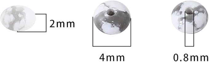 Natural White Howlite Disk Stone Beads 4x2mm 160pcs Rondelle Loose Semi Gemstone Beads for Jewelry Making Design