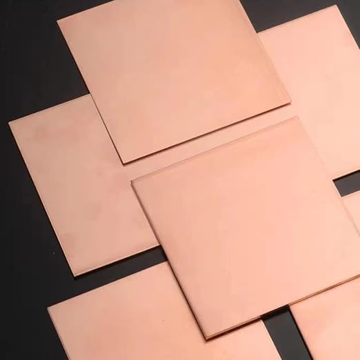 4 Pcs 99.9% Pure Copper Sheet, 4" x 4", 20 Gauge(0.8mm) Thickness, Double Sided Film Attached Copper Sheets Metal Plates for Crafting, Modelers, Jewelry, Repairs, Electrical
