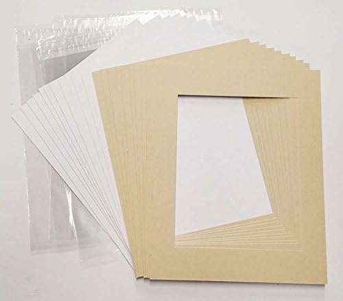 5x7 Mat for 8.5x11 Frame - Precut Mat Board Acid-Free Show Kit with Backing Board, and Clear Bags Marzipan Beige 5x7 Photo Matte For a 8.5x11 Picture Frame Matboard for Framing, Pack of 25 Mats