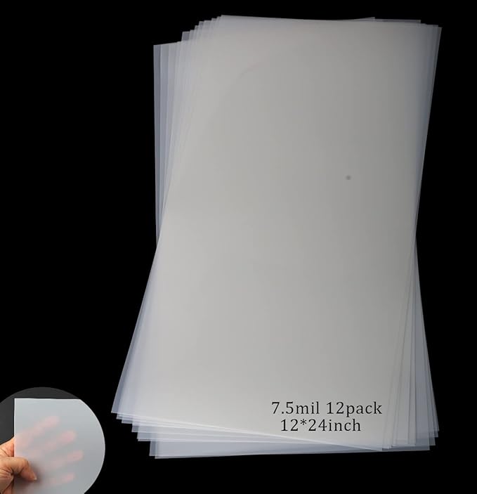 12 Pack 7 mil Blank Stencil Sheets 12 x 24 inch Mylar Sheet, Acetate Sheets for Crafts, Milky Translucent PET Template Material