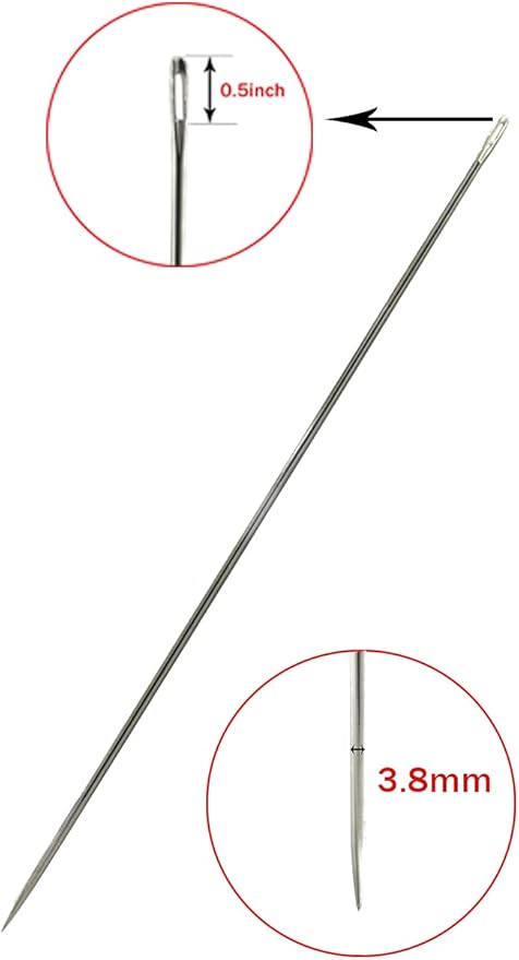 MJMP 4" Professional Upholstery Large Eye Long Needle Easy to Thread,Used for Furniture Weaving Leather Hand Sewing. (4")