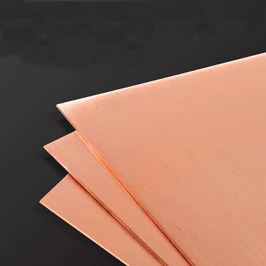4 Pcs 99.9% Pure Copper Sheet, 4" x 4", 24 Gauge(0.5mm) Thickness, Double Sided Film Attached Copper Sheets Metal Plates for Crafting, Modelers, Jewelry, Repairs, Electrical