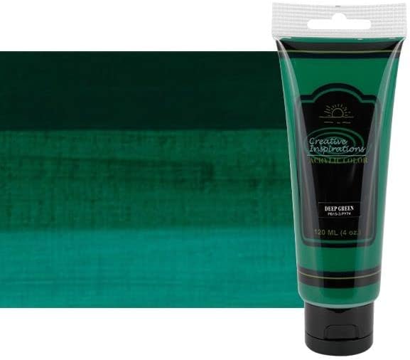Creative Inspirations Acrylic Paint - Deep Green - 120 mL Tube - Smooth & Creamy Consistency, Vibrant Pigmentation, Great Coverage for Artists - Clean Up with Soap & Water