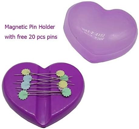 YICBOR Magnetic Pin Cushion with 20pcs Sewing Pins, Heart Magnetic Pins Holder for Storage Sewing Quilting