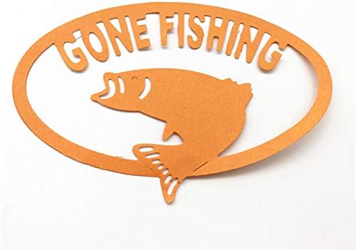 Metal Gone Fishing Words Cutting Dies, Two Fish Die Cuts Embossing Stencils Template Mould for Card Scrapbooking and DIY Craft