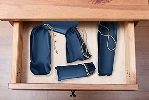 Valante Set of Microfiber Drawstring Storage Bags for Intimate Products (Large Black Set)