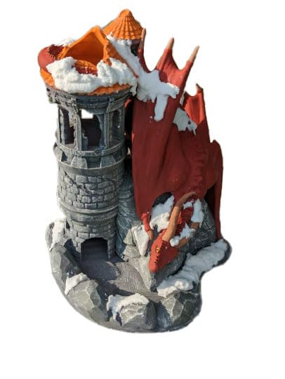 Dragon 3D Printed Dice Tower - Mythic Roll Collection - Unchained Games - Ascend to New Heights with your Rolls! (29.) Silk-Silver)