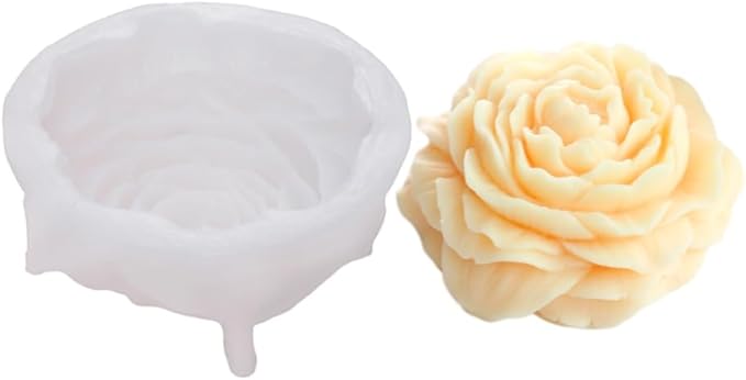 3.5 Inch Peony Silicone Mold, Flower Candle Molds, Soap Soy Wax DIY Handcraft Accessory, Epoxy Resin Mold for Party Home Wedding Decoration