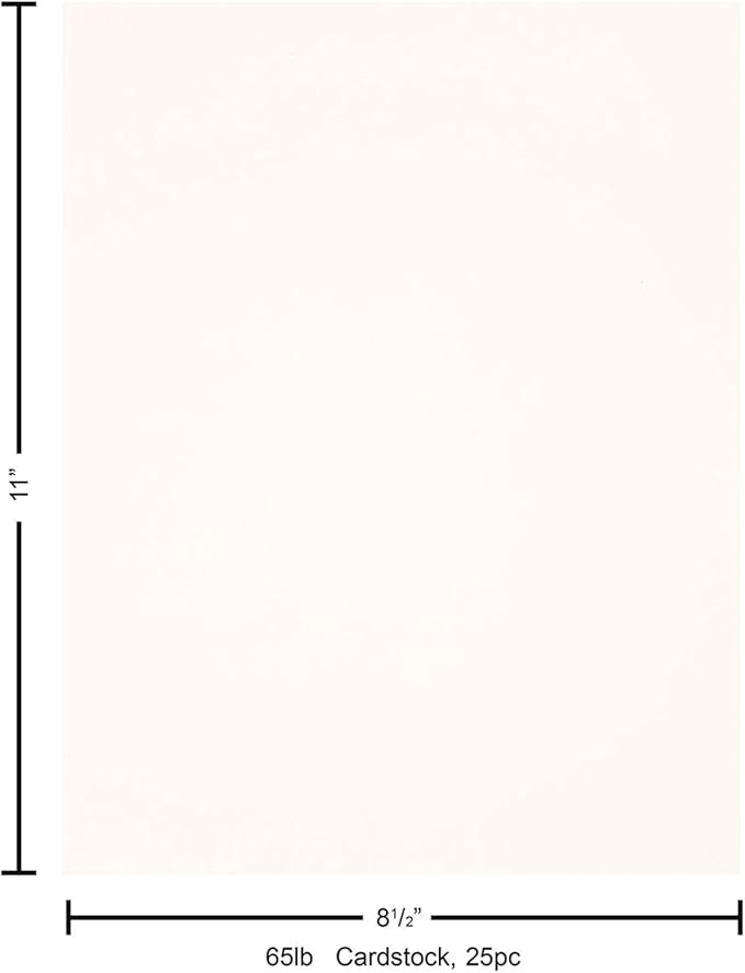 PA Paper Accents Stash Builder Textured Cardstock 8.5" x 11" Snow White, 65lb Colored cardstock Paper for Card Making, Scrapbooking, Printing, Quilling and Crafts, 25 Piece Pack