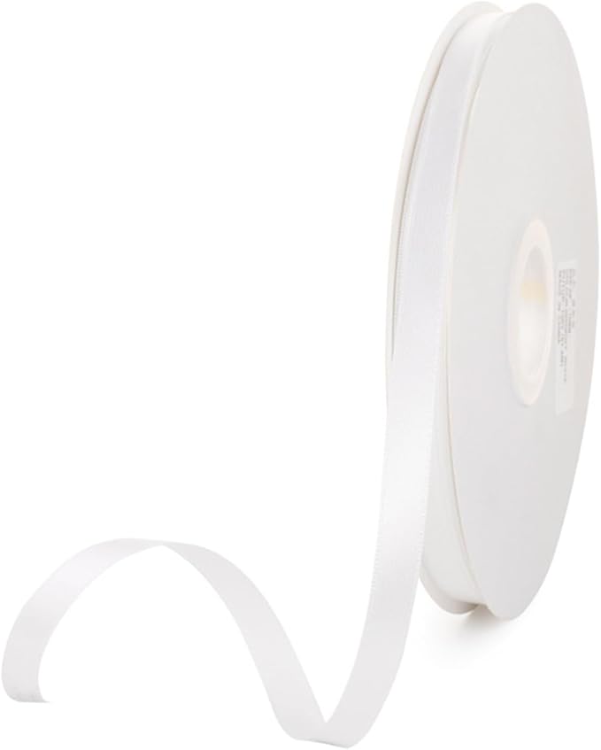 3/8" x 100 Yards White Polyester Satin Ribbon Single Faced Bulk Fabric Ribbons for Gift Wrapping, Crafting and DIY Projects, Scrapbooking, Bows and Card Making