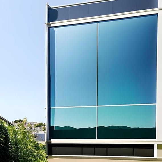 Rockrose Professional Window Tint for Home – One Way Privacy Window Film for Home Offices Heat Blocker Reflective Adhesive Mirror Tint with 99% UV Block – Black-Silver 60in x 100FT