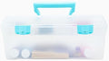 ArtBin 6937AG Essentials Lift-Out Tray Box, Portable Art & Craft Organizer with Handle and Tray, Clear/Aqua