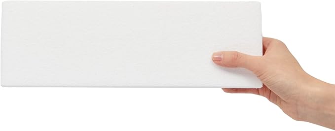 Juvale Foam Rectangle Blocks for Crafts - 12 in x 4 in x 1 in, White, 12 Pack - Cuttable & Paintable for Diorama Foam Boards & Sheets, Model Making & School Projects