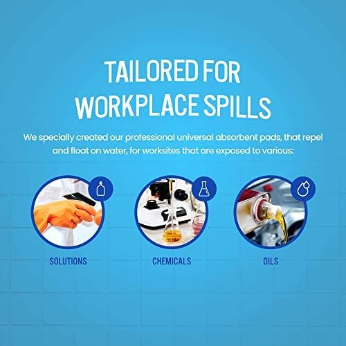 CTRL+Z Absorbent Pads - 15"x18" High Visibility Caution Spill Mat - Super Absorbent Fast Cleanup for Industrial Use - 10 Pack