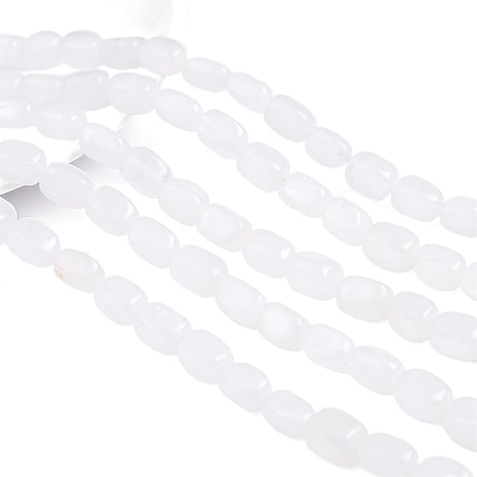 Natural White Agate Cuboid Stone Loose Semi Gemstone Beads for Jewelry Making 8mmx12mm 38cm/Strand