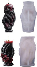 2 Pcs Halloween Skull Candle Molds 3D Skull Resin Molds, Ghost Hand Silicone Molds for Epoxy Resin Casting, Aromatherapy Soap Candle Making Molds