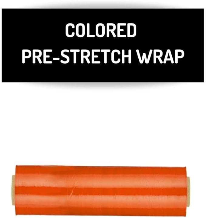 PSBM Orange Stretch Wrap, 15 Inch x 1476 Feet, 144 Pack, Tinted Pre-Stretched Shrink Wrap Film for Moving, Packaging, Pallet Wrapping