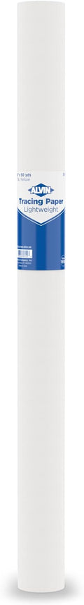 ALVIN 55W-J Lightweight Tracing Paper Roll, White, Suitable with Ink, Charcoal, Felt Tip Pen, for Sketching or Detailing - 24 Inches, 50 Yards, 1-inch Core