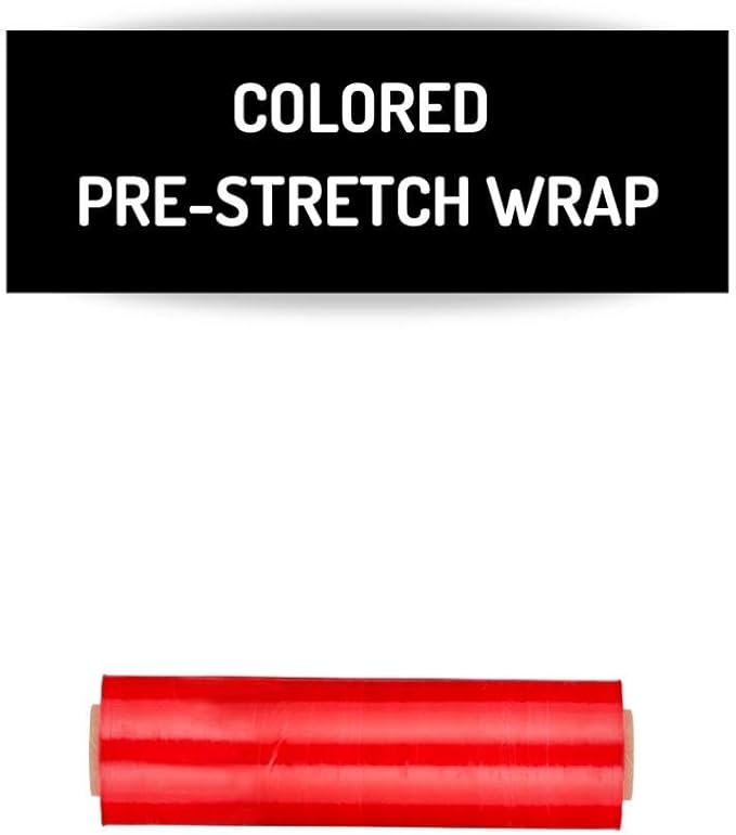 PSBM Red Stretch Wrap, 15 Inch x 1476 Feet, 4 Pack, Tinted Pre-Stretched Shrink Wrap Film for Moving, Packaging, Pallet Wrapping