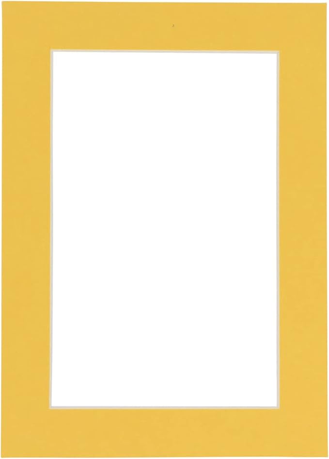 Pack of Ten 8.5x11 Mats Bevel Cut for 7x9 Photos - Acid Free Chamois Yellow Precut Matboards for Pictures, Photos, Framing - 4-ply Thickness