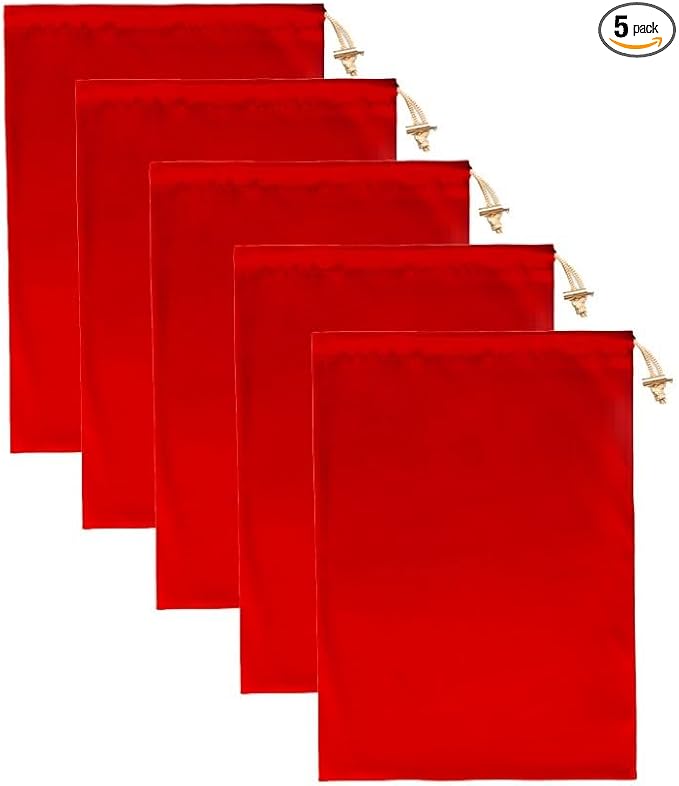 Valante Set of Microfiber Drawstring Storage Bags for Intimate Products (Large Red Set)