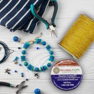 Mandala Crafts 1.5mm 109 Yards Traffic Gray Cotton Waxed Cord for Jewelry Making Bracelet Cord Waxed String - Beading String Thread Jewelry Cords for Necklaces String