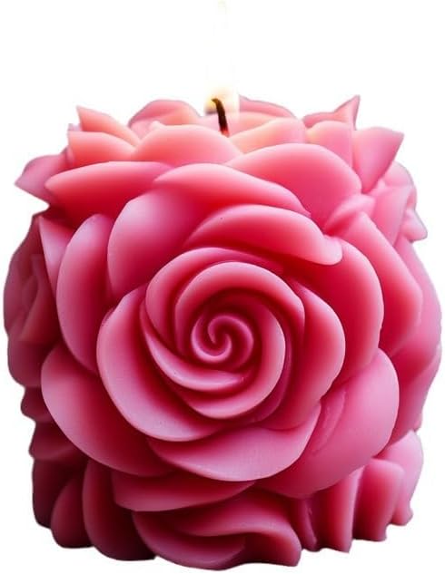 Rose Pillar Candle Silicone Mold Handmade Valentine's Day Mother's Day Flower Bouquet Soap Gypsum Resin Molds Wedding Decor Crafts Gifts (2)
