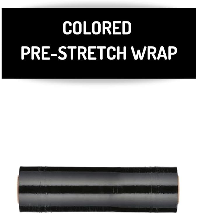 PSBM Black Stretch Wrap, 15 Inch x 1476 Feet, 72 Pack, Tinted Pre-Stretched Shrink Wrap Film for Moving, Packaging, Pallet Wrapping