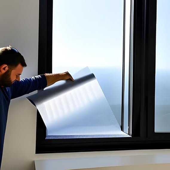 Rockrose Professional Window Tint for Home – One Way Privacy Window Film for Home Offices Heat Blocker Reflective Adhesive Mirror Tint with 99% UV Block – Silver 12in x 100FT
