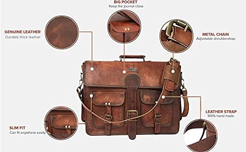 cuero Leather Messenger Bag for Men, 18 Inch Laptop Crossbody, Handmade Leather Shoulder Satchel Bag for Men, Full Grain Business Briefcase for Office/Work/Travel - Vintage Brown