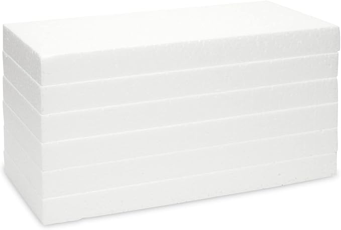 Juvale Craft Foam Blocks - 6-Pack, 12 x 6 x 1 in, White - Flat Foam for Flowers - DIY Floral Arrangement