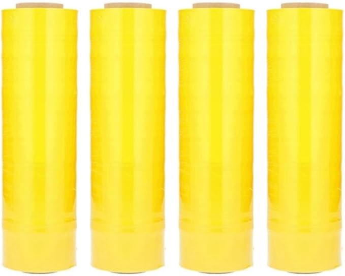 PSBM Yellow Stretch Wrap, 15 Inch x 1476 Feet, 72 Pack, Tinted Pre-Stretched Shrink Wrap Film for Moving, Packaging, Pallet Wrapping