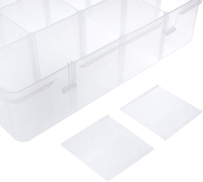 Xiaoyztan Clear Plastic Organizer, 12 Grids with Adjustable Dividers, Jewelry Box Bead Storage Container for Small Parts, Fishing Tackle, DIY Crafts, and Earrings