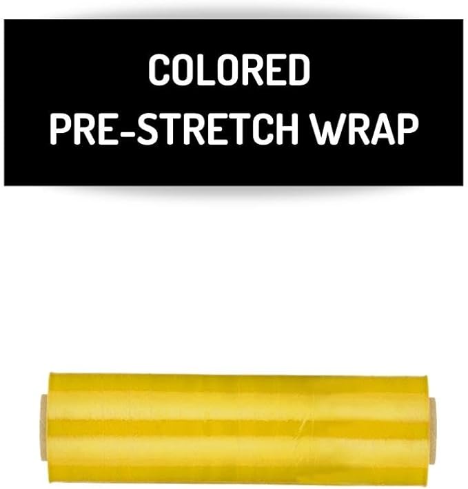 PSBM Yellow Stretch Wrap, 15 Inch x 1476 Feet, 72 Pack, Tinted Pre-Stretched Shrink Wrap Film for Moving, Packaging, Pallet Wrapping
