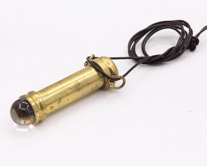 RII Brass Kaleidoscope | Mini Teleidoscope with Handmade Lampwork Glass Beads | 3 Inch Pocket Kaleidoscope | Old Brass Finish Kaleidoscopes Pendant Necklace Vintage Antique Nautical Gift for All Ages