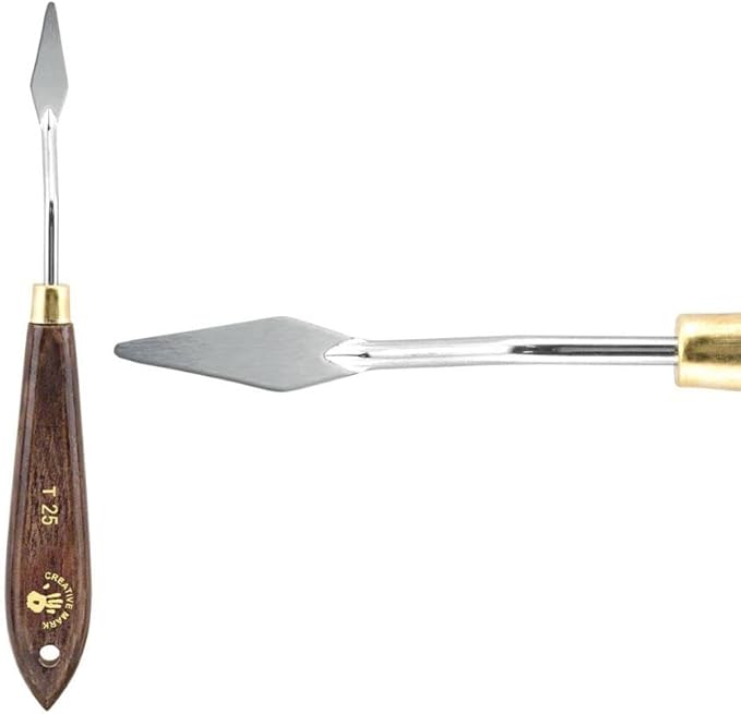Creative Mark Stainless Steel Palette Knife Painting Tools - Paint Palette with Wooden Handle - Variety of Shapes and Sizes - 25T, 1-1/4 in