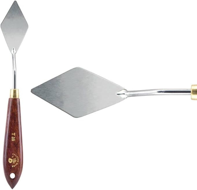 Creative Mark Stainless Steel Palette Knife Painting Tools - Paint Palette with Wooden Handle - Variety of Shapes and Sizes - 39T, 2 in