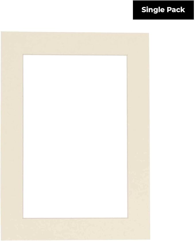 Poster Palooza 11x14 Mat Bevel Cut for 9x12 Photos - Acid Free Textured Cream Precut Matboard - for Pictures, Photos, Framing - 4-ply Thickness