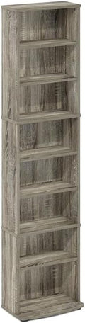 Adjustable Shelves Multimedia Storage Tower Rack with Spacious Media Organization, Durable Design, Versatile Rack for DVDs, CDs, Games, and More French Oak/8 Tier