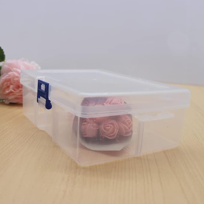 6-Piece Clear Plastic Storage Box with Snap-Tight Latch - Organizer Container for Pencils, Puzzles, Small Toys, Jewelry Making & Sewing Crafts (Small Size)