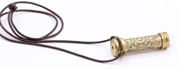 RII Brass Teleidoscope/Kaleidoscope Pandent with leather Cord Necklace, Etched Mandala Pattern Locket, Pocket Scope -A unique Gift for Loved Ones