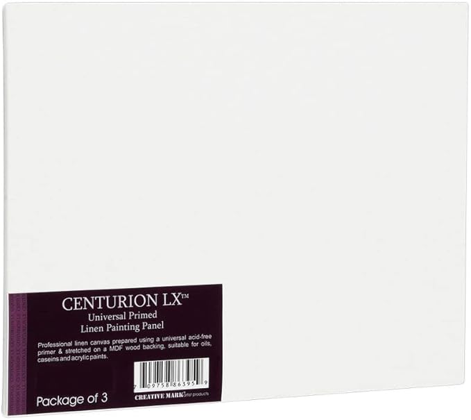 Centurion All-Media Primed Linen Panels - 5x7 3 Pack - 11oz Universal Primed Canvas Boards for Painting, Mounted on MDF Wood, Non-Warping, Ideal for Artists, Professionals, and Painters