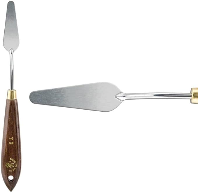 Creative Mark Stainless Steel Palette Knife Painting Tools - Paint Palette with Wooden Handle - Variety of Shapes and Sizes - 5T, 2-1/8 in